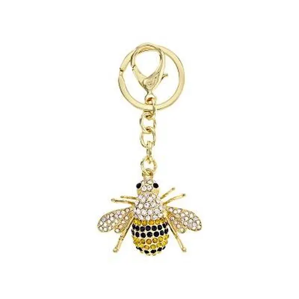 JTV Multi-color Crystal Gold Tone Bee Key Chain