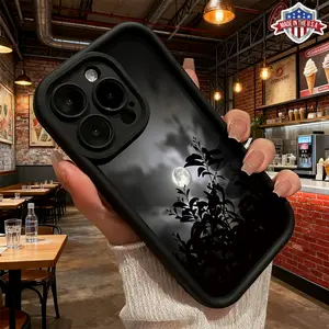 Stylish Moonlit Botanical Silhouette Night Sky Aesthetic Case for iPhone 17 16 15 14 Pro Max 13 12 11 XR XS Plus Air Slim Shockproof Anti Drop TPU Cover