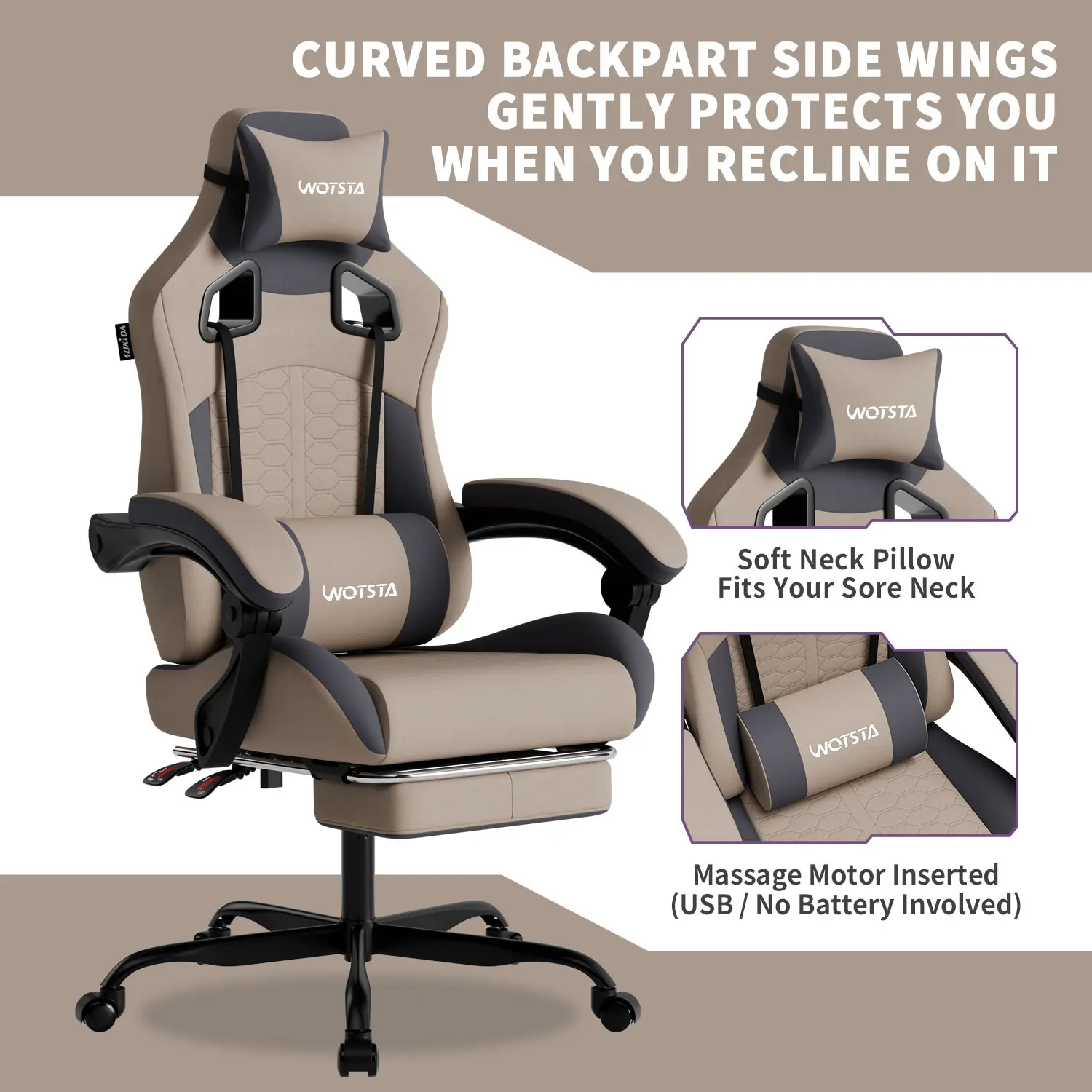 SUIKDA Gaming Chair,Ergonomic Gaming Chair High Back Office Chair with Lumbar Support and Adjustable Armrests 360° Swivel Racing Chair