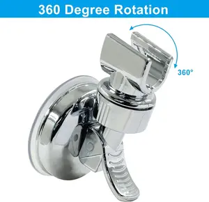 No-Drill Wall Mount Shower Head Bracket, Silver Adjustable Detachable Suction Cup Handheld Shower Holder