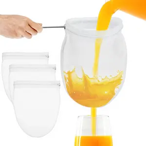 3 count  Ultra Fine Mesh Strainer Bags with Stainless Steel Handle, Nut Milk Bag Strainer,  Mesh Filter Bags, Cheese Cloths for Straining Juice, Nut Milk, Coffee, Thai
