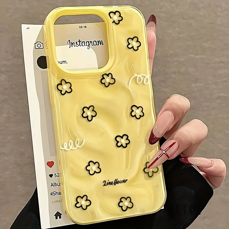 Cute Flower Pattern Meteorite Texture Cellphone Cover - High-Quality, Anti-Dirt, Shockproof Protection Accessory for iPhone 11,12,13,14,15,16,17 Pro Max, Gift for Family
