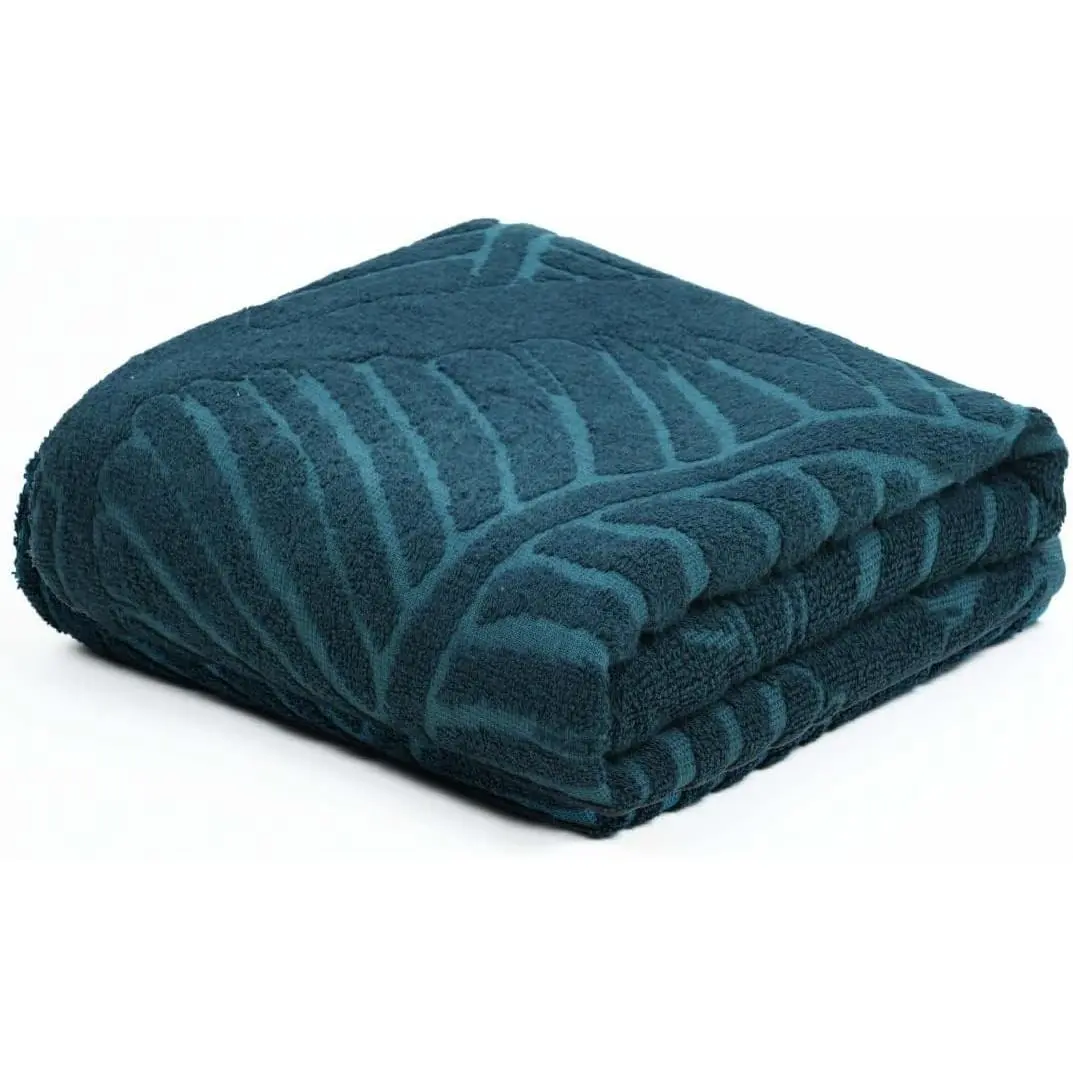 100% Organic Aloe Vera Yarn & Cotton Terry Bath Towel, Peacock Teal