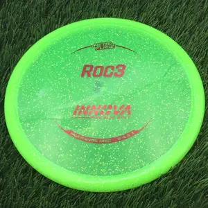 Innova Champion Metal Flake Roc3 with Burst Logo Stock Stamp - 168.4g - Highlighter Green