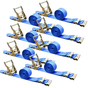 E-Track Ratchet Straps 8 Pack - 2 Inch x 15 Ft - 4400lb Break Strength, 1500lb Working Load Limit - Heavy Duty Truck Trailer Tie Downs for Cargo, Motorcycle, Furniture - E Track Accessories
