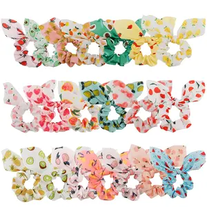 L-HDW047 20 Pack Scrunchies for Thick Hair: Cute Ribbon Hair Ties with Fruit Bows for Girls and Women, Ponytail Holders Hair Accessories
