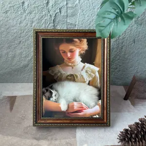 Cat Scratcher House 44x35x53cm Art Deco Oil Painting Frame for Indoor Cats with Scratch Board & Hideout Space Enclosed