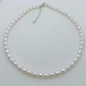 PEARLISM Freshwater Seedless Pearl Tear Drop Full string Necklace (6-7mm)--AFSN005