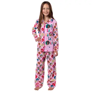 Barbie Girls' Christmas Characters FALALALA Santa Snowflake Sleep Pajama Set