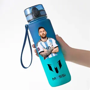 650Ml Lionel Messi Blue PC Safe Portable Sports Outdoor Football Star Water Bottle Large Capacity Bottle Messi Fans Gifts NONE