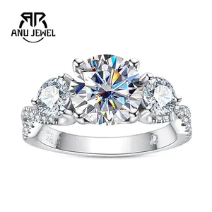 AnuJewel 3CT Round Moissanite Engagement Rings D Color S925 Silver Rings Gift for Anniversary Brithday Women with Certificate