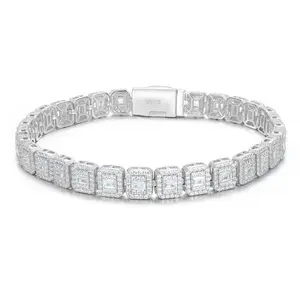 【#B305】Geometric Tennis Chain Lab-Created Moissanite UCCIYO Sparkling Moissanite Chain Bracelet S925 Sterling Silver