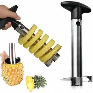 Pineapple Core Remover, Sharp Pineapple Slicer with Toothed Blade, Easy to Use and Clean, Stainless Steel, Removes Fruit Core Effortlessly
