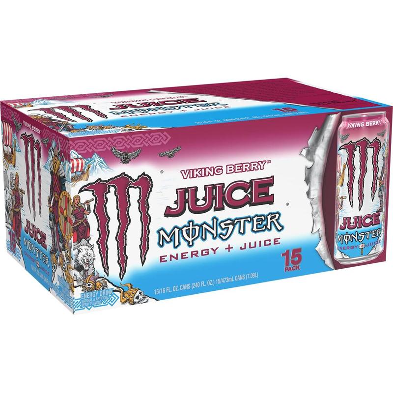 Monster Energy Juice Viking Berry, Energy Drink, 16 Ounce (Pack of 15)