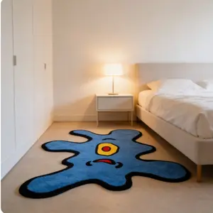 Abstract Area Rugs Fun Shape Carpet, Creative One-Eyed Monster Rug, Home Decor Living Room Bedroom Mat, Soft Plush Washable Easy Clean
