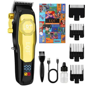 LQT Professional Men's Hair Clipper Set - LED Digital Display, Adjustable Blade, USB Rechargeable Barber Kit with 4 Guide Combs, Cleaning Brush, Ideal Gift for Dads