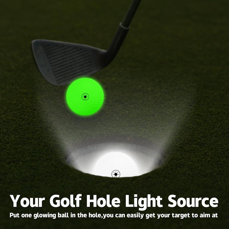 6 Pack Glow-in-the-Dark LED Golf Balls | Light Activated, Easy On & Off | Night Golf Fun