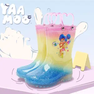 Kids Rain Boots with Handles, Waterproof Non-Slip Gradient Unicorn Rain Shoes for Girls Kids Rain Boots with Handles, Waterproof Non-Slip Gradient Unicorn Rain Shoes for Girls