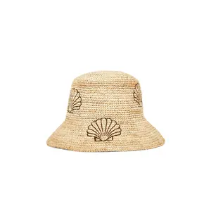 Nikki Beach Seashell Bucket Hat in Natural & Brown