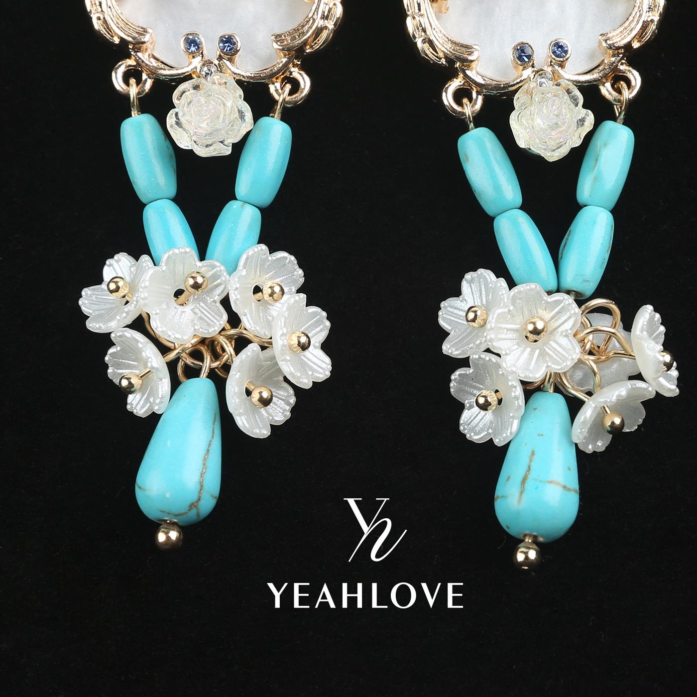 YEAHLOVE Boho Turquoise & Mother-of-Pearl Floral Drop Earrings 925 sterling silver posts — hypoallergenic, sensitive ears friendly. Vintage romantic statement style. Perfect for daily wear, parties, or gifting. YEAHLOVE Boho Turquoise & Mother-of-Pearl Floral Drop Earrings 925 sterling silver posts — hypoallergenic, sensitive ears friendly. Vintage romantic statement style. Perfect for daily wear, parties, or gifting.