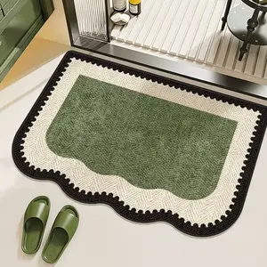 1pc Fashionable Luxury Wave Edge Entry Door Mat, Soft Washable Carpet, Welcome Rug, Bathroom Foot Pad, Suitable for Living Room, Bedroom, Office
