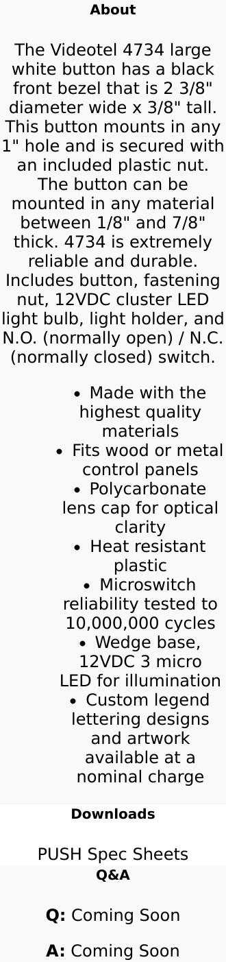 Large White Plastic Mechanical Push Button