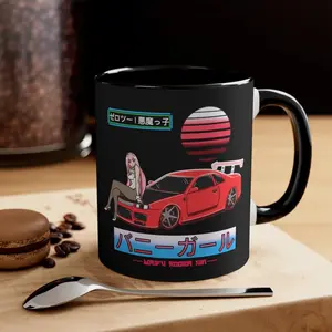 Jdm Devil Girl Anime Mug, Multicolor Ceramic Cup With Bold Art For Anime Fans, Japanese Manga Style Drinkware For Car Enthusiasts, Geeky Gifts, And Kawaii Lovers