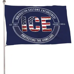 Stand With Ice Flag 3x5ft, Us Immigration And Customs Enforcement Support Banner, Heavy Duty Polyester Outdoor Flag, Fade Resistant Patriotic Rally Flag, Homeland Security Border Protection Banner, Durable Lawn Garden Wall Display Ice Flag, Single-Sided