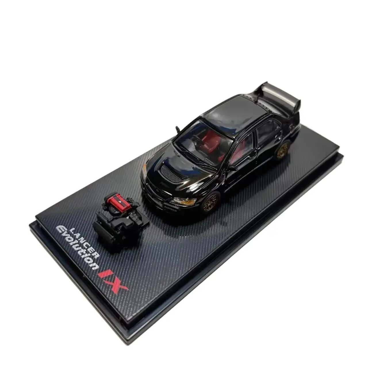 CM-MODEL:  1:64 Scale Mitsubishi Lancer Evo IX Diecast Toy with Display Base & Acrylic Cover Limited Production 2024 Model Number 406972158312530 Black Edition