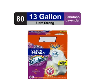 Ultra Strong 13 gallon Trash Bags, Tall Kitchen Trash Bags, White, Fabuloso Scent, 80 Bags