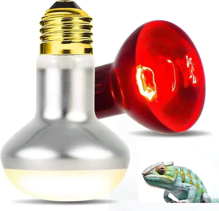100W Reptile Heat Lamp Bulb 2PCS Day & Night Basking Spot Light Combo Pack with Infrared Heat Lamp and UVA Daylight Heating Lamp for Lizards