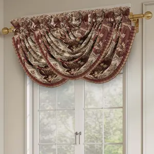 Phyllis Bordeaux Waterfall Window Valance