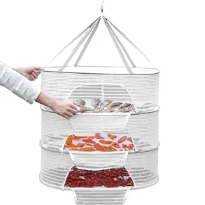 1/2/3 Tier Portable Mesh Hanging Dryer – Foldable Herb, Fruit, Fish & Clothes Drying Rack