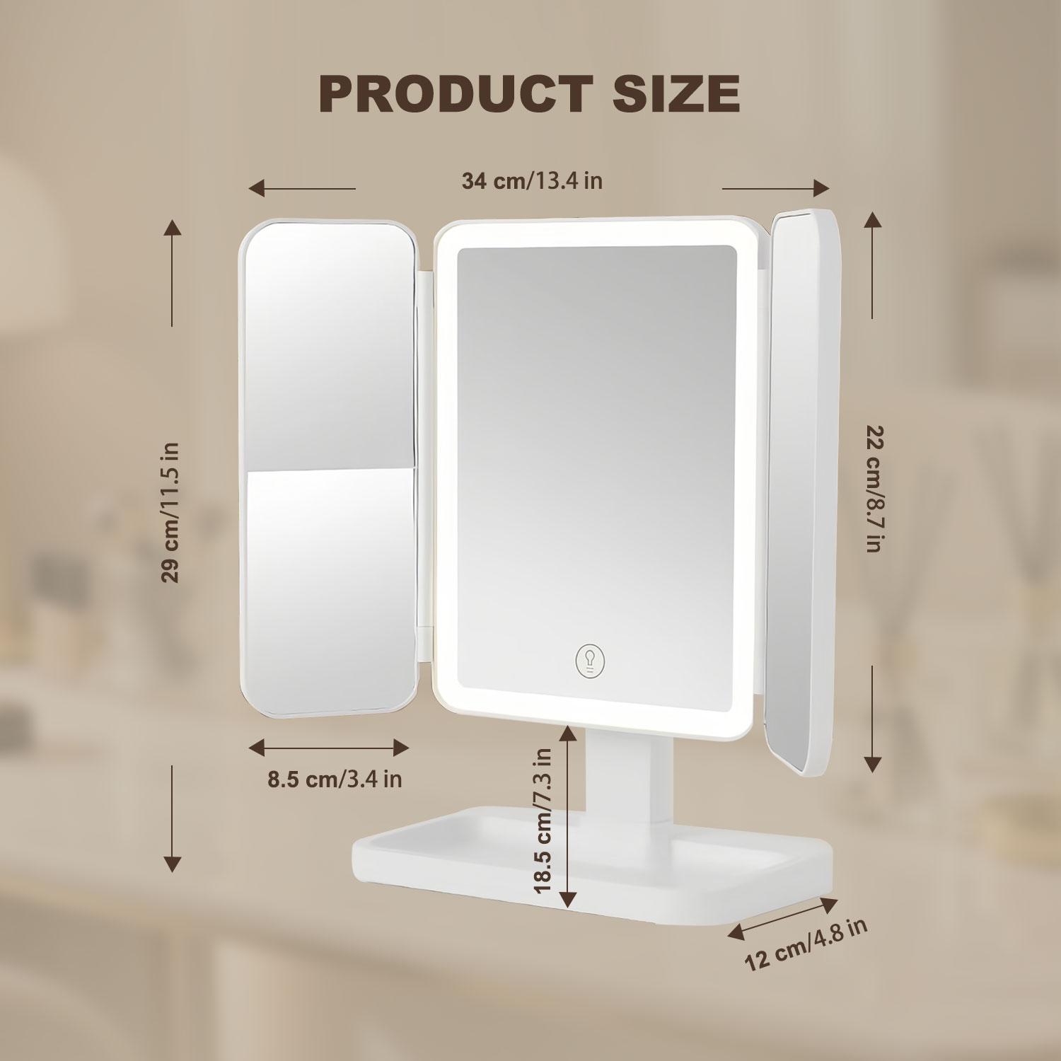 LED Makeup Mirror with Adjustable Brightness & 3 Color Modes – Portable Vanity Mirror for Daily Beauty