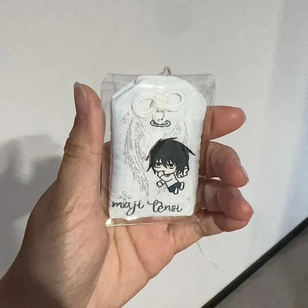 Anime DEATH NOTE L·Lawliet Cosplay Keychain Embroidered Sachet Backpack Pendant Keyring Hanging Ornament