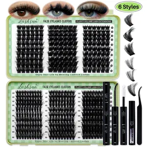 460PCS D Curl 6 styles Mix 10-18mm 3D Effect Volume Cluster Lashes Book Kit Soft and Comfortable False Eyelashes Long-Lasting Lashes Kit With Lash Bond&Seal Lash Remover and Tweezers Eyelash At Home For Daily Life&Dates&Party