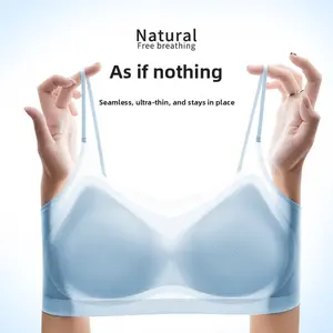 Summer ultra-thin seamless underwear for women, no underwire, small bust, push-up, comfortable, vest-style, side breast support, anti-sagging bra