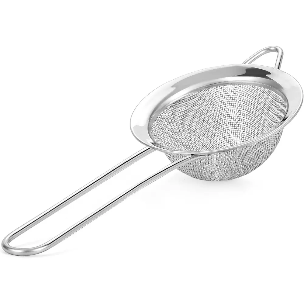 Steel Tea Strainer - Sturdy, Lightweight 2.8 In Round Fine Mesh Sieve for Loose Tea, Coffee, Cocoa Straining, Juice Straining, Kitchen Matcha Sifting, Small Size