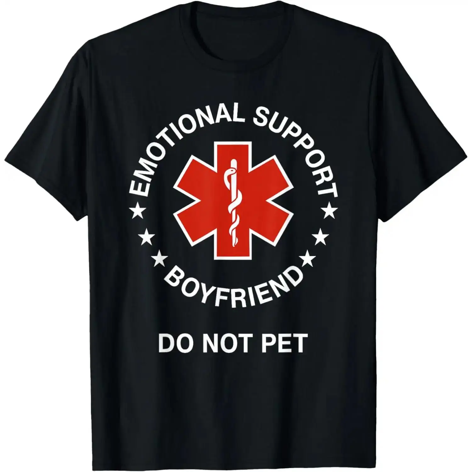 100% Cotton Funny Print Short Emotional Support Boyfriend T-Shirt, Do Not Pet Design, Casual Wear, Standard Sizes (Sports & Outdoor Sports Top), Regular Fit, Sporty Chic