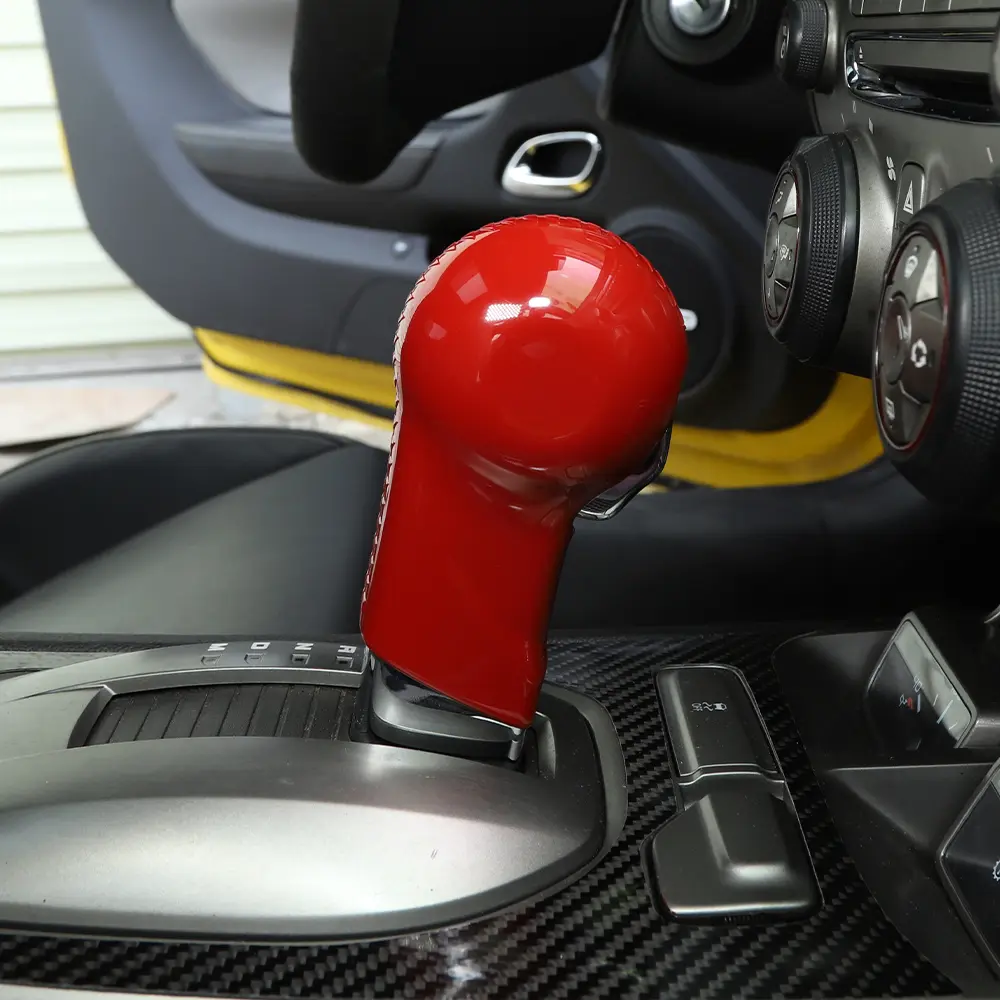 Automotive Custom Gearshifter Knob Head Cover Trim, Chevy Camaro Specific Car Interior Kit for 2010-2015 Chevrolet, ABS Material Red Carbonfiber Black Car Interior Accessories Foot Pedal Foot Pedal Ergonomic, Foot Pedal Cover, Automatic Shift Knob
