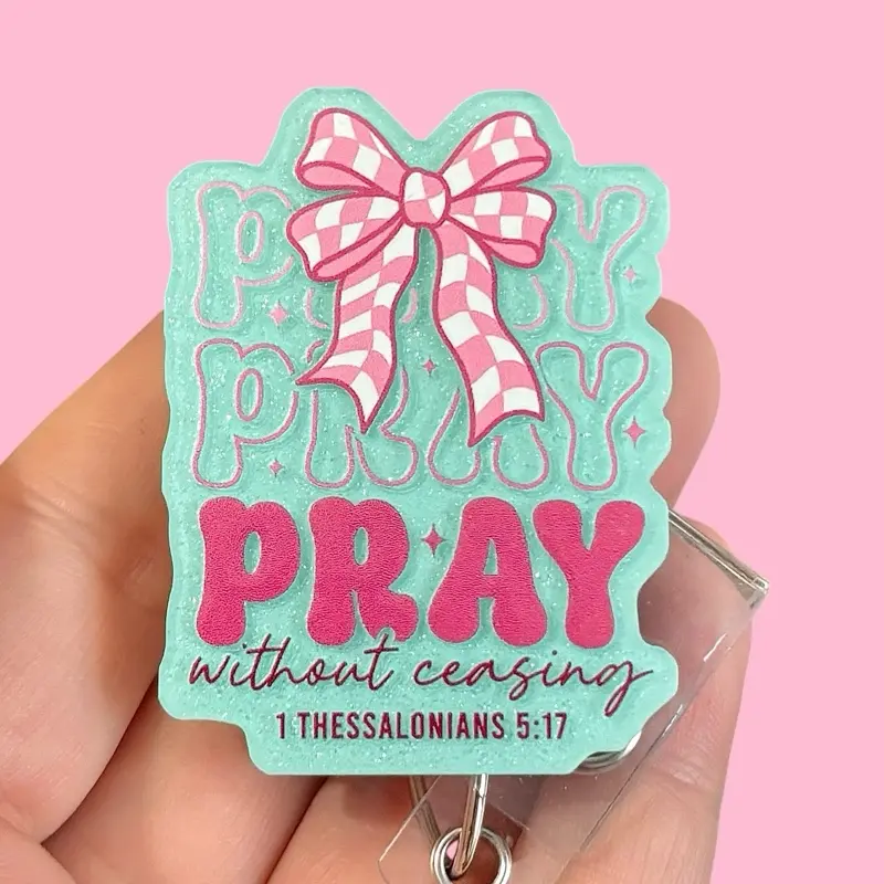 Glitter My Badge Pray badge reel for nurse and student nurse. Badge clip Badge pull - Retractable swivel clip with a 360 rotation. Great gift for coworker.