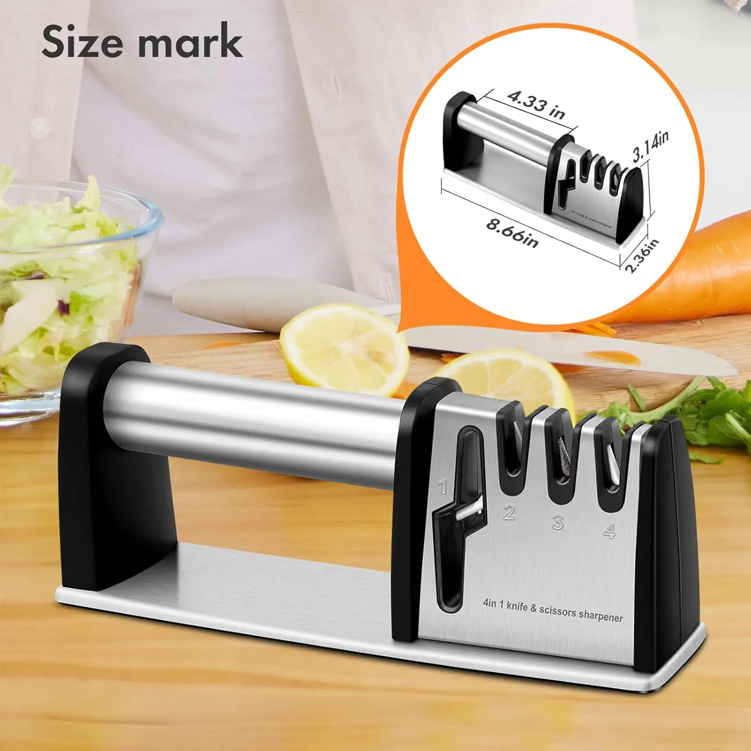 1pc 4-in-1 Kitchen Blade & Scissor Sharpening Tool for Knives, Essential Kitchen Accessories