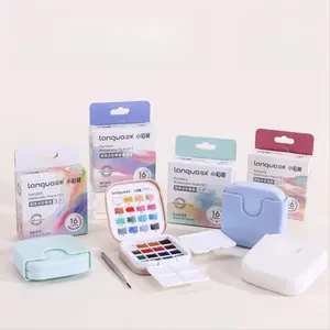 Languo 16 Color Solid Watercolor Paint Set, Ideal for Watercolor Painting, Coloring, Sketching, Suitable for Artists, Adults, Teens, Beginners, Art Materials