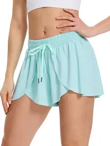 Flowy Athletic Shorts for Women Gym Yoga Workout Running Sweat Short Spandex Butterfly Tennis Skort Skirt with Pockets Underneath Girls Cute Trending Clothes Casual Summer Beach Outfits