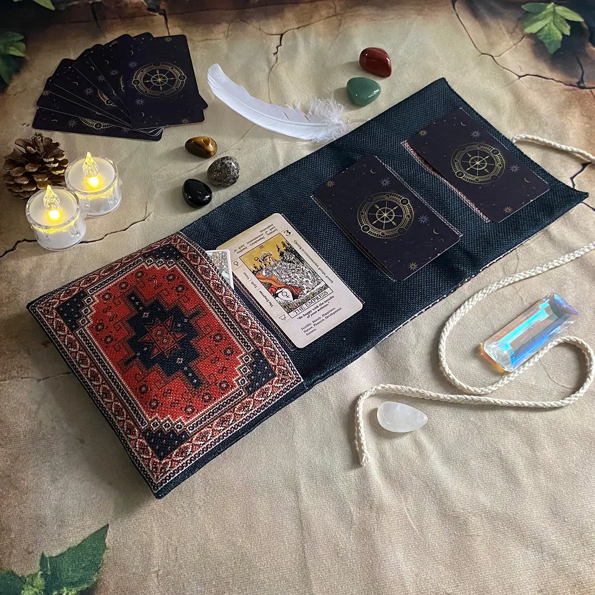 1PC Bohemian-style storage bag, Tarot card storage bag, for Tarot enthusiasts to store cards, polyester creative storage items Organiser, altar astrology ceremony decoration, Organized Storage, Organization Pouch, Storage Pouches
