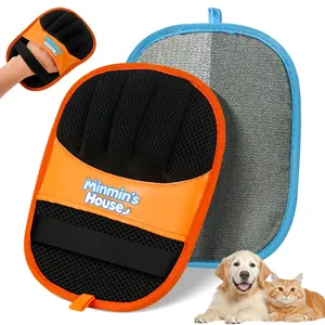 Minmin's House Upgraded Pet Hair Remover Electrostatic Gloves Reusable Cat Dog Hair Removal Mitt for Couch Furniture Carpet Car Seat Grooming Cleaning Tool