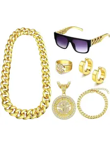 Bracelet   DJ Punk Sunglasses Clip on Earrings Finger Ring   Pendant Necklace for Men Women