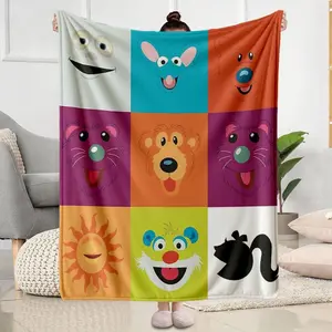 Big Blue House Inspired Flannel Blanket Ultra Soft Plush Throw Lightweight Cozy Warm Four Seasons Bedding Blanket for Bed Sofa Car Travel Kids Room Decor Birthday Christmas Gift for Fans