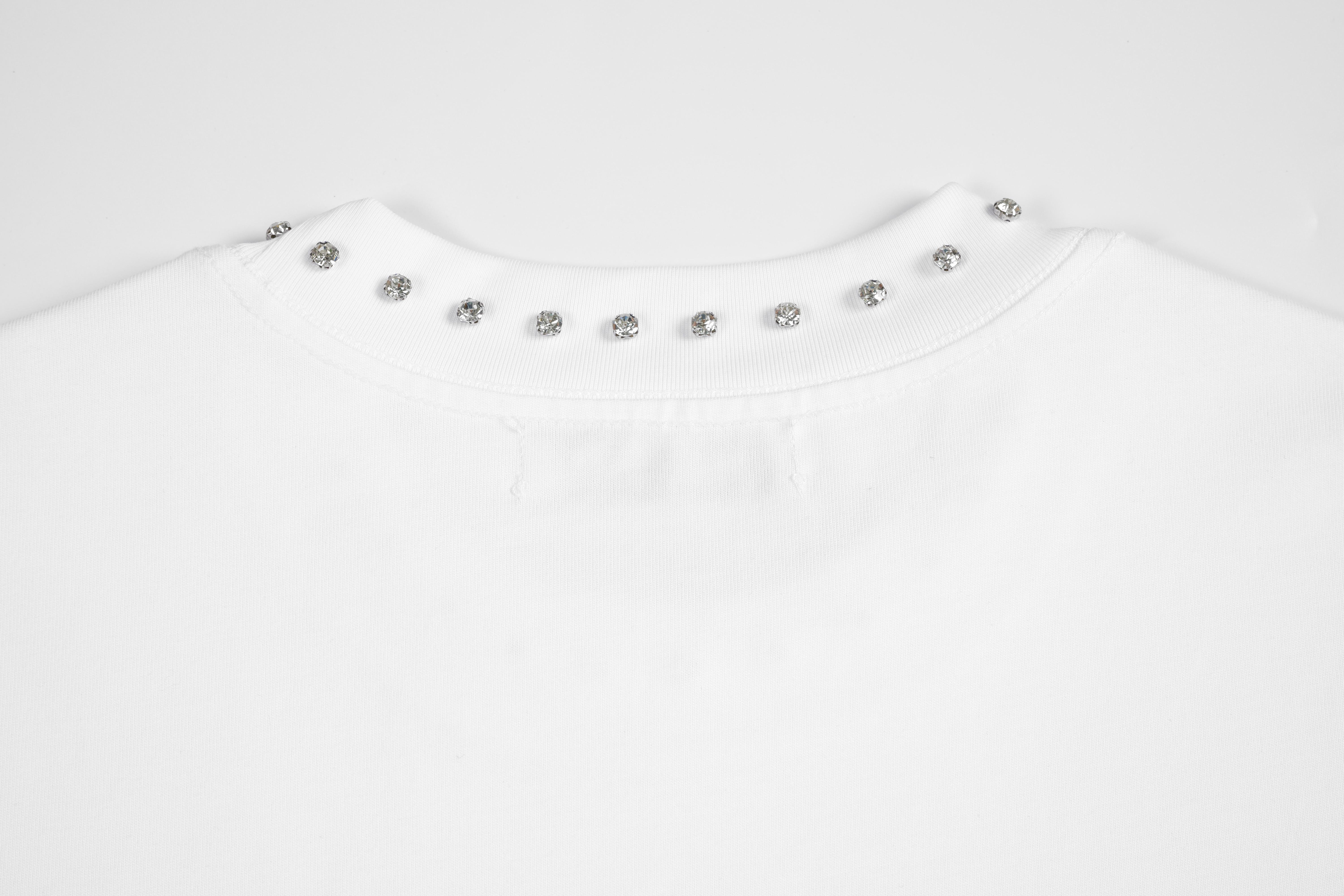 Men's Y2K Cartoon Rapper Studded Oversize White Tee | Summer Crystal Street wear Must-Have