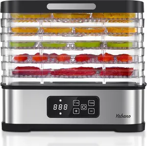Yabano Food Dehydrator Machine for Home Use, 250W Electric Dryer with Adjustable Timer & Temperature Control, 5 Trays - Digital Presets for Fruit, Meat, Herbs, Jerky